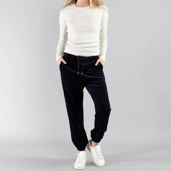 New Nili Lotan Lyvia Luxe Velour Navy Jogger Sweatpants NWT Size XS - Picture 5 of 16